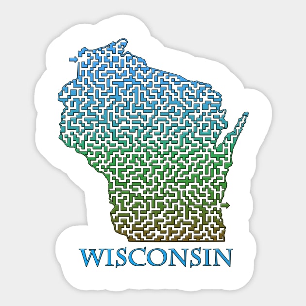 State of Wisconsin Colorful Maze Sticker by gorff